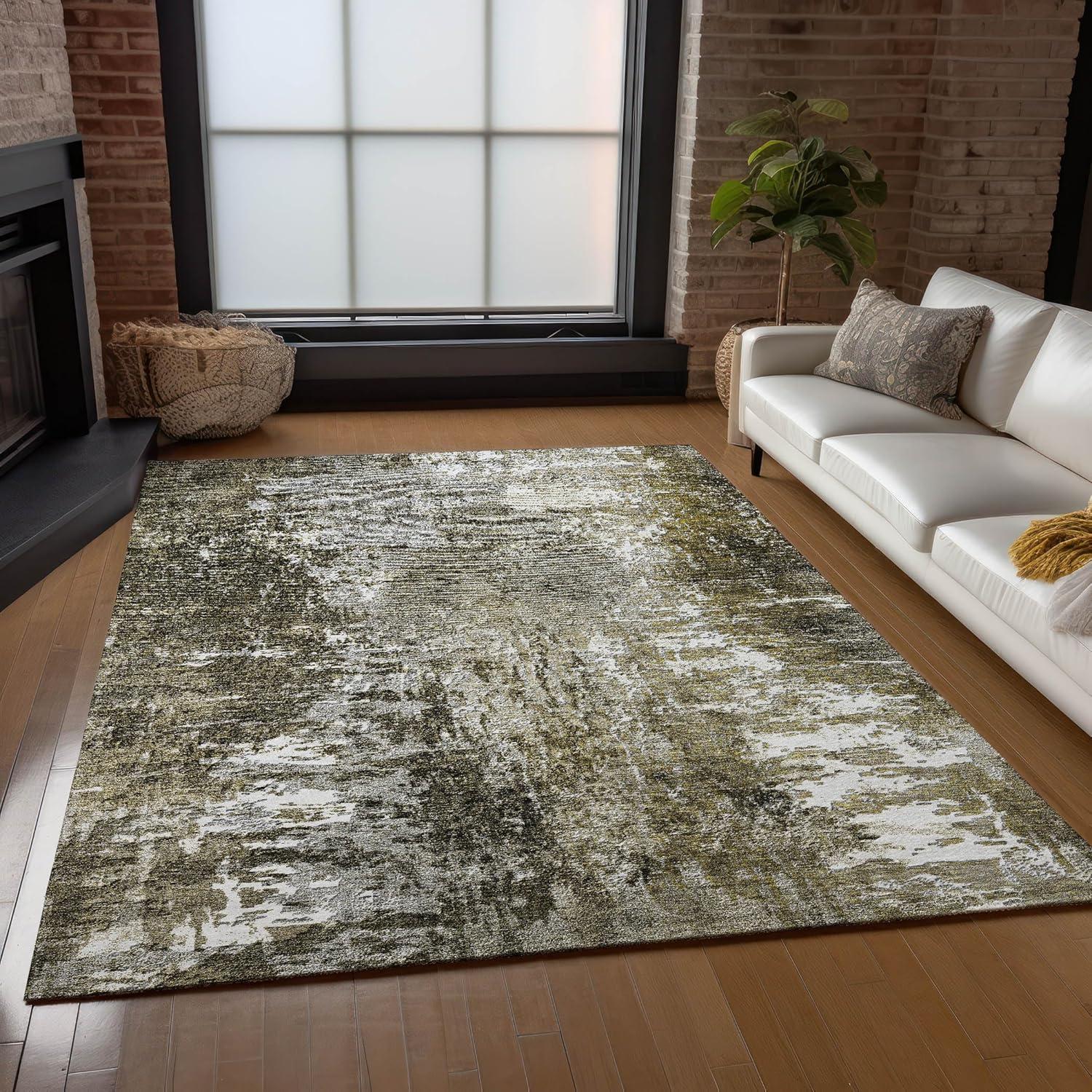 Taupe Synthetic Flat Woven Washable 5' x 7' Area Rug
