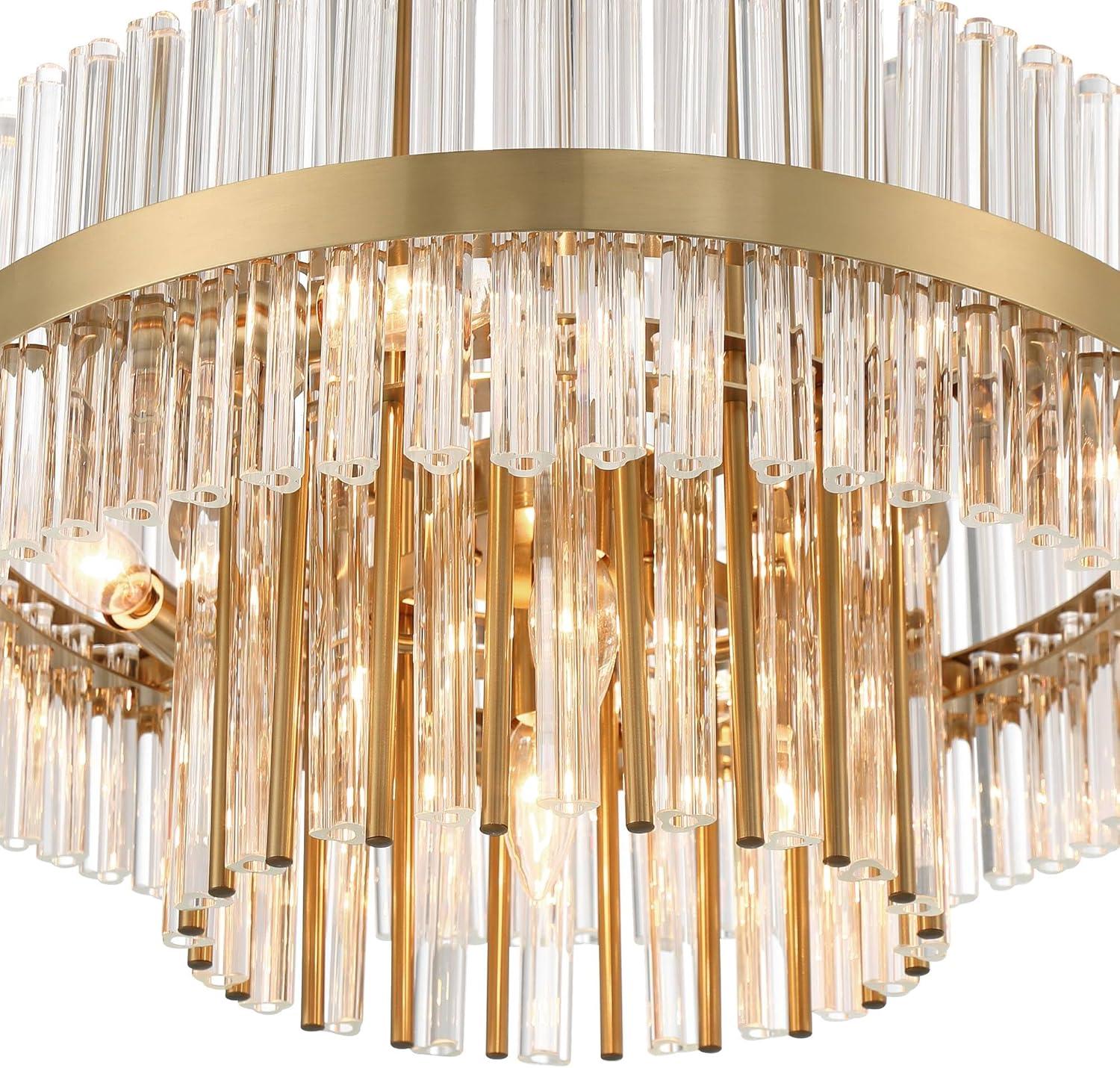 Possini Euro Design Jenna Soft Gold Chandelier 20" Wide Modern 2-Tier Clear Crystals 8-Light Fixture for Dining Room House Foyer