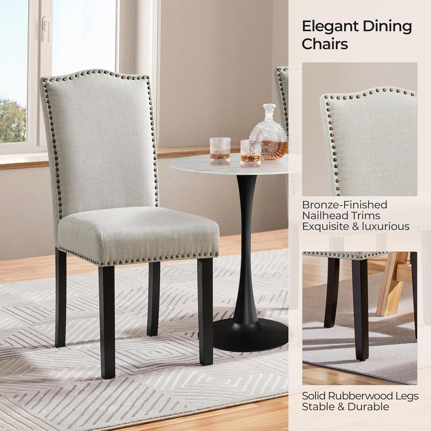 Yaheetech Set of 2 Modern Fabric Upholstered Dining Chairs for Living Room Dining Room, Beige