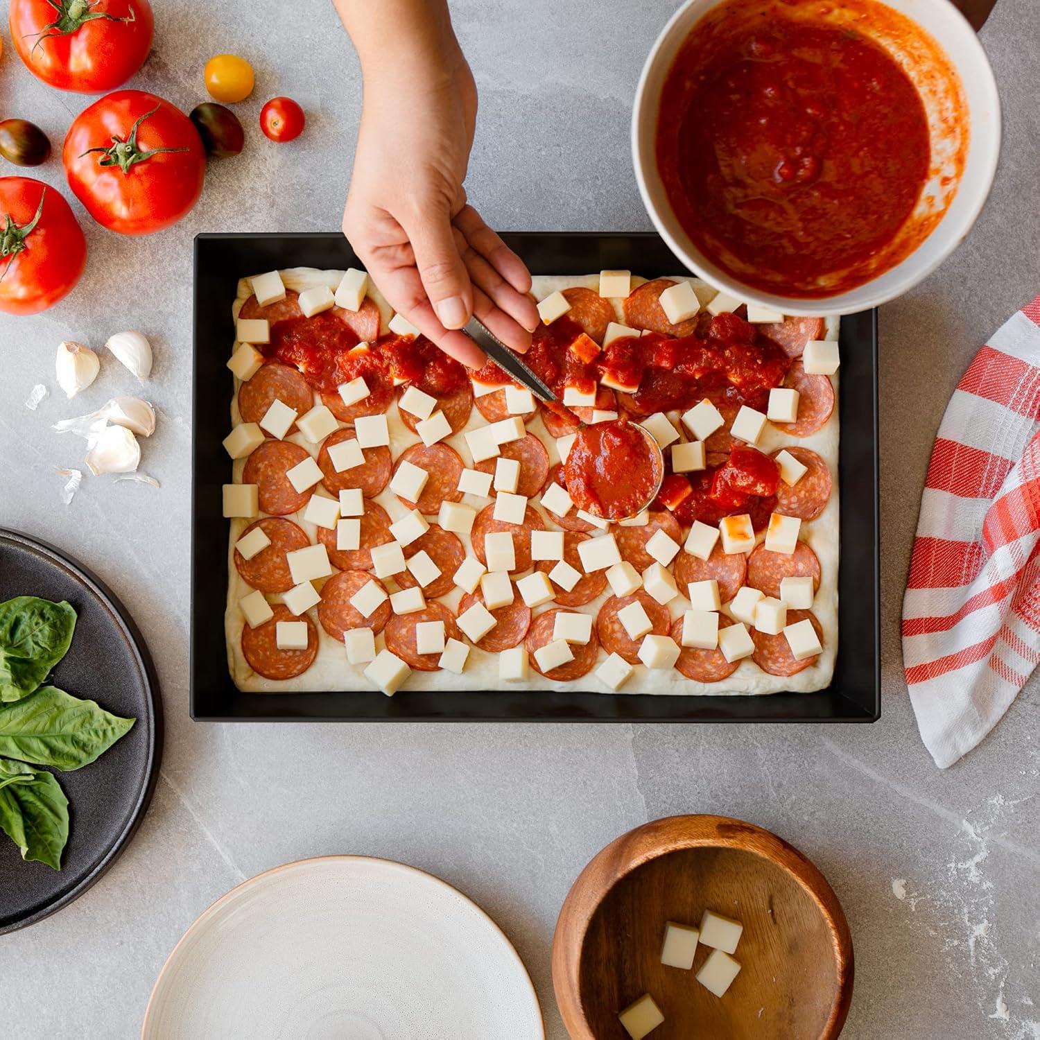 Chef Pomodoro Detroit Style Pizza Pan, 14 x 10", Anodized Aluminum