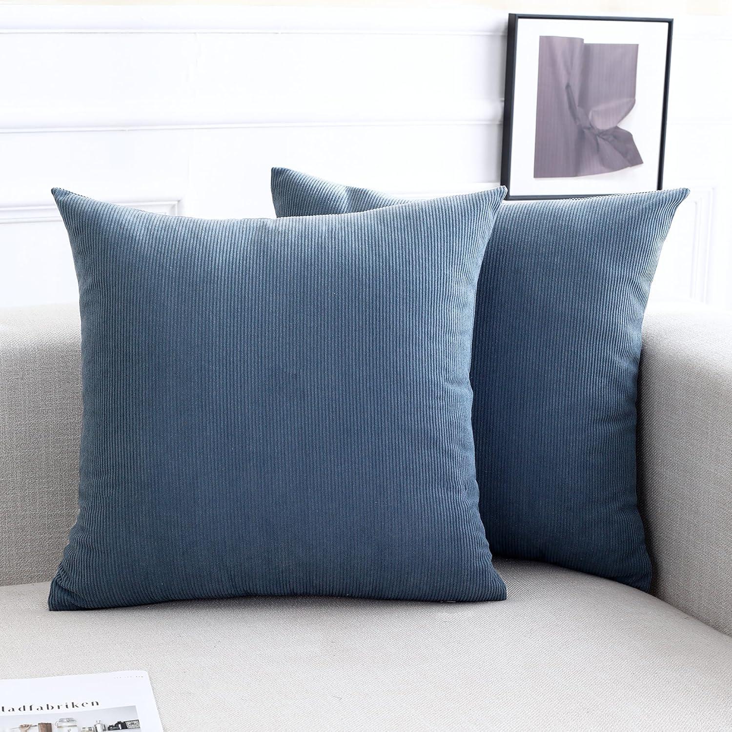 LALA & WONZ Corduroy Striped Throw Pillow Covers (Set of 2)