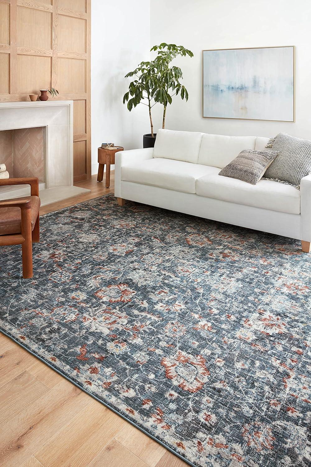 Loloi II Cassandra Collection CSN-04 Blue / Rust Oriental Area Rug 6'-7" x 9'-3"