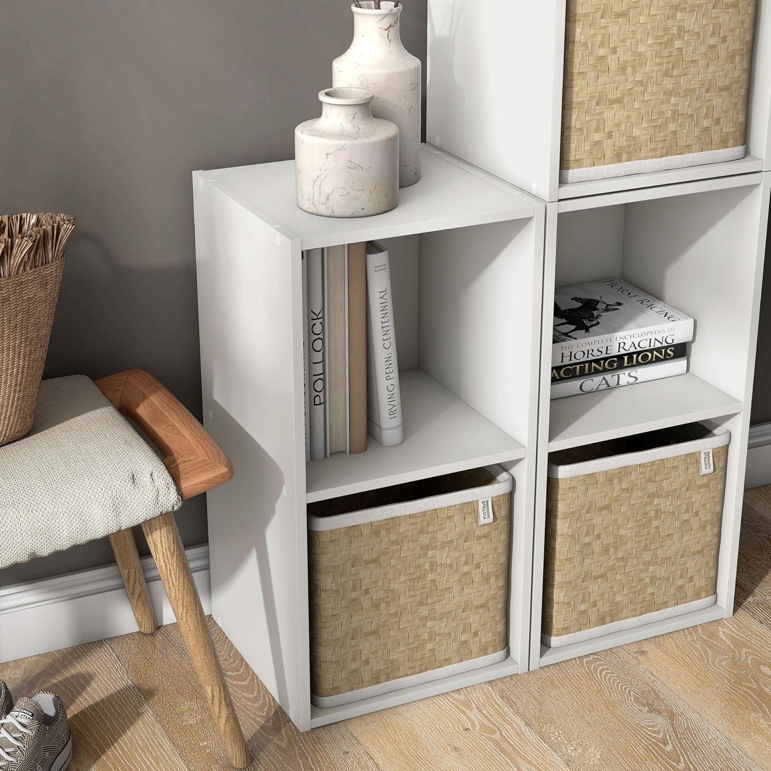 24/7 Shop At Home 24" Silkpath Modern 2 Cube Stackable and Modular Bookcase White: MDF Wood, Open Shelving