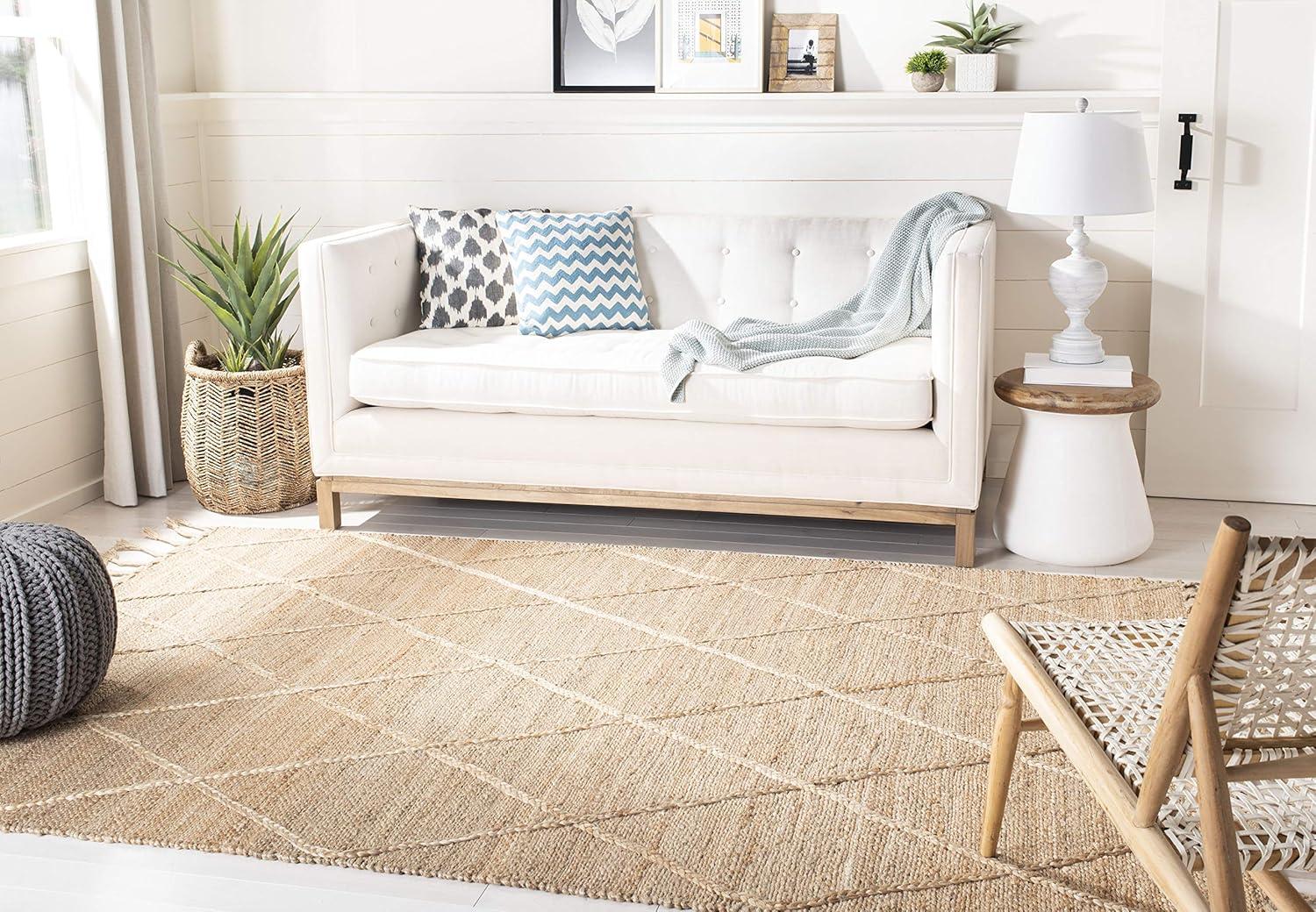 SAFAVIEH Natural Fiber Nancy Geometric Jute Area Rug, Natural, 5' x 8'