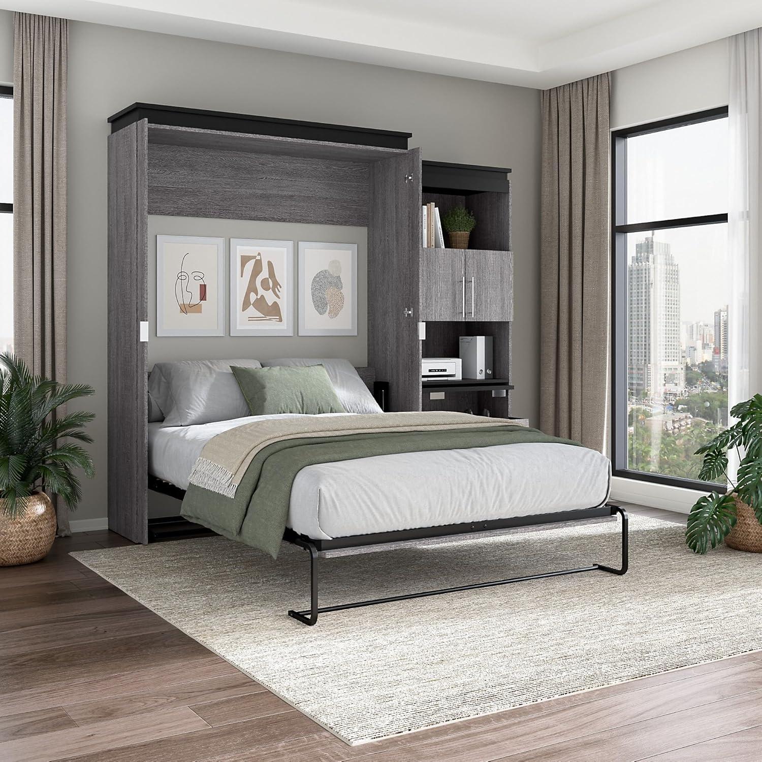 Mercury Row® Armiead Murphy Bed with Shelves and Pull-Out out Dewsk