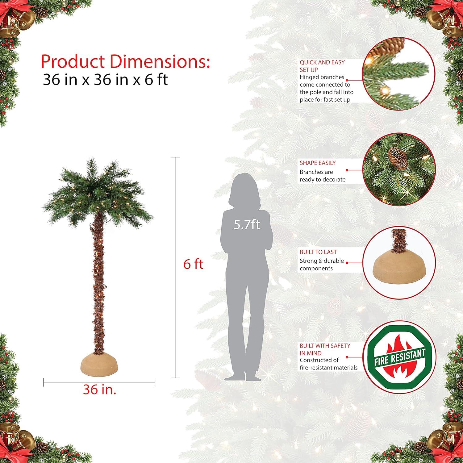 Tropical Glow 6ft Pre-Lit White Light Palm Christmas Tree