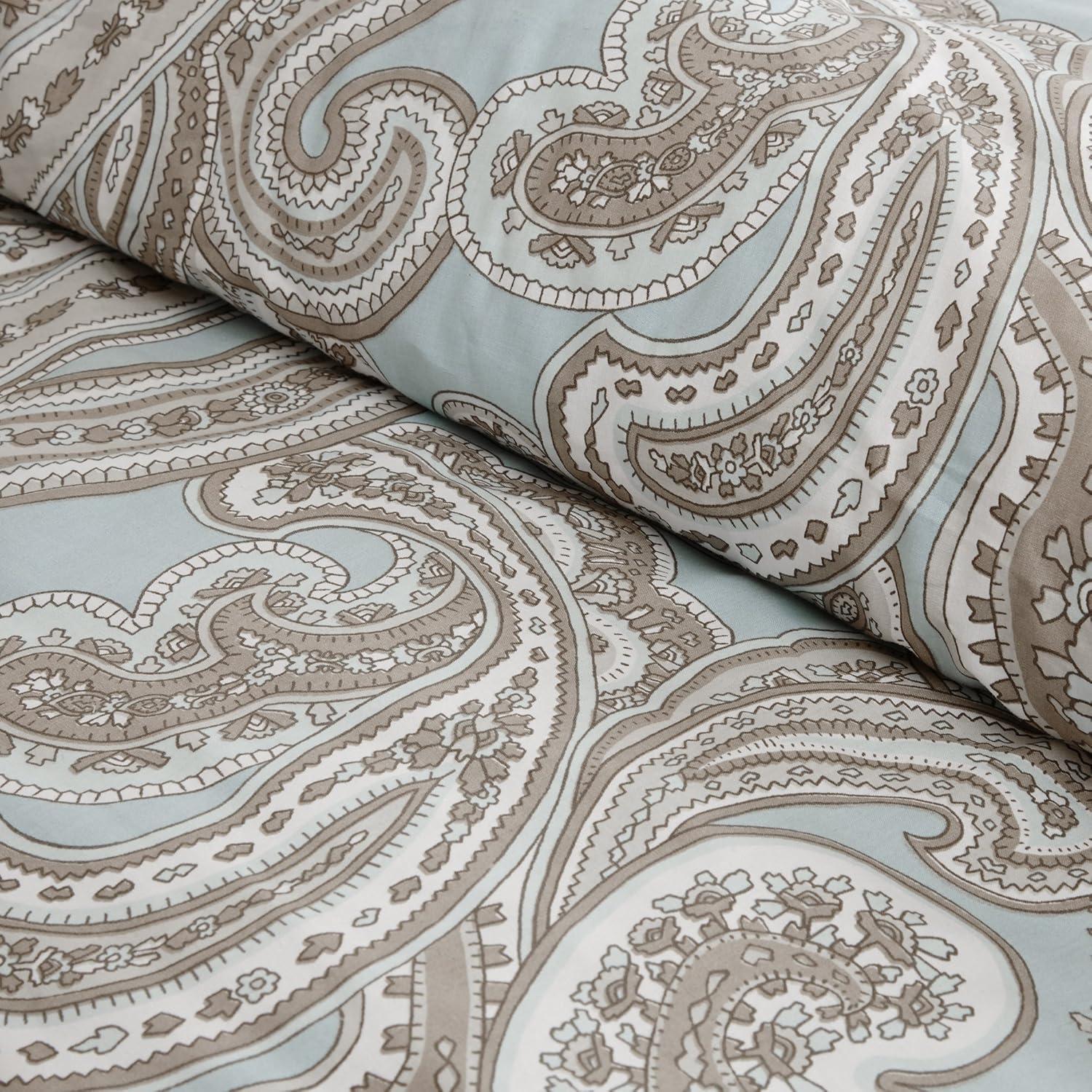 Dierdre Cotton Comforter Set (Full/Queen) 5-Piece - Blue: Madison Park, Paisley Pattern, Machine Washable