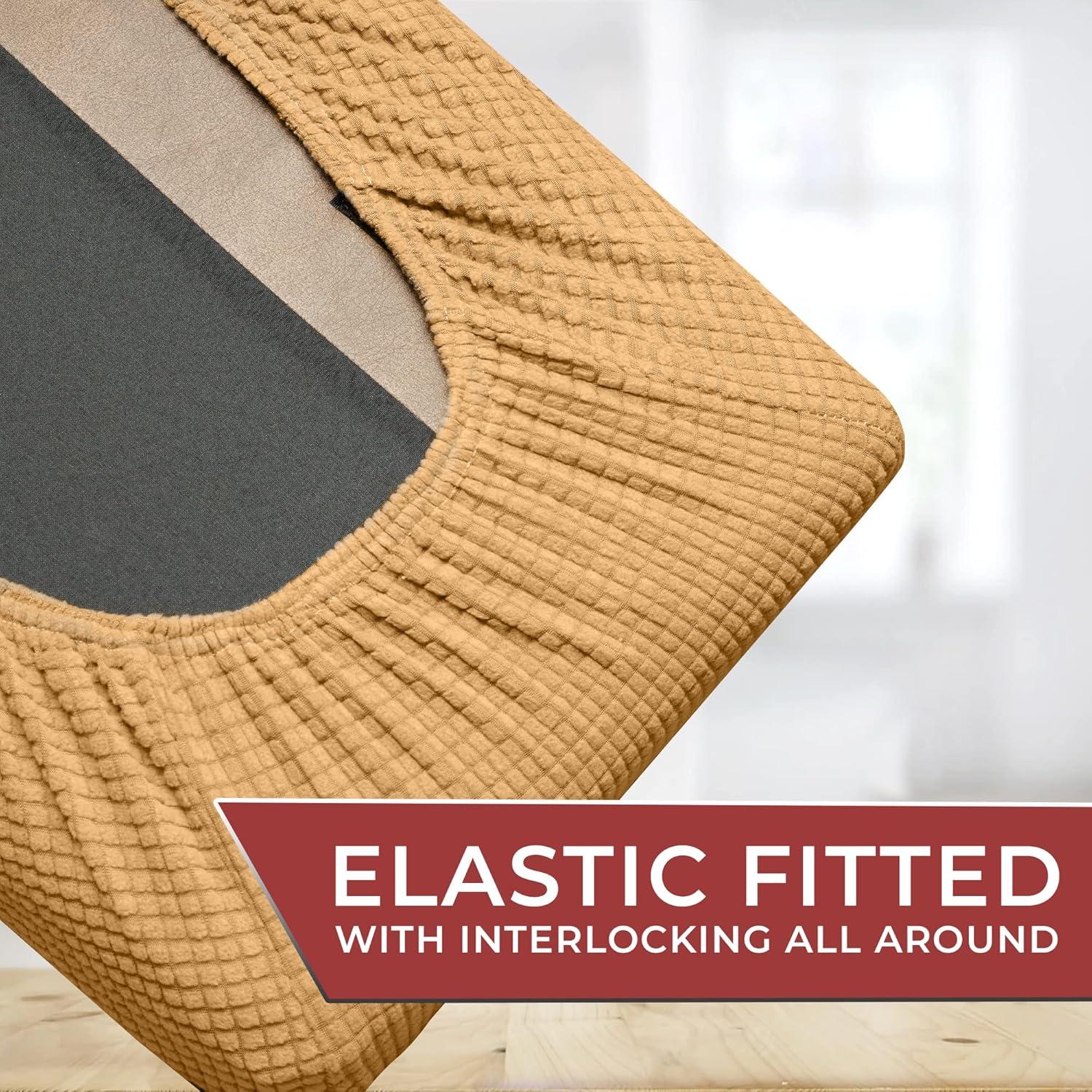 Hudson Comfort RV Dinette Cushion Covers - Microfiber Stretchable Fabric Designed to Fit Wide Variety of Seats - Camper Cushion Slipcovers - Includes 2 Backrest Covers & 2 Bench Covers (Sand, 2 Sets)