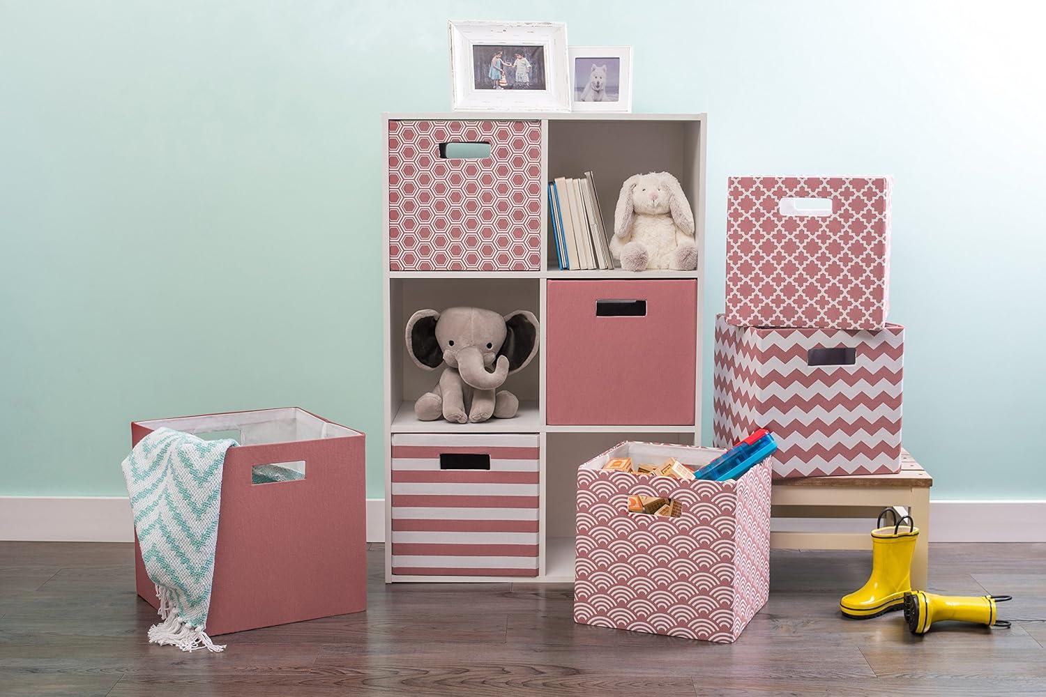 Design Imports CAMZ37898 13 x 13 x 13 in. Lattice Square Polyester Storage Cube, Rose