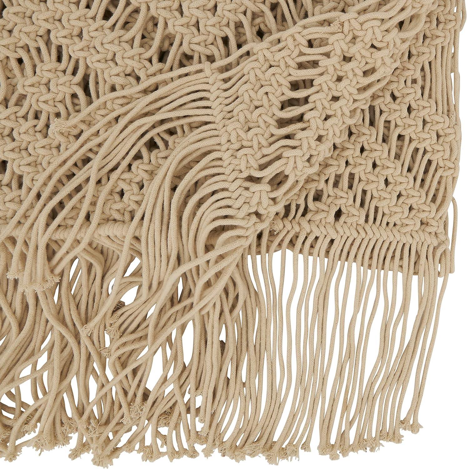 Natural Cotton Macramé Table Runner with Fringed Edges