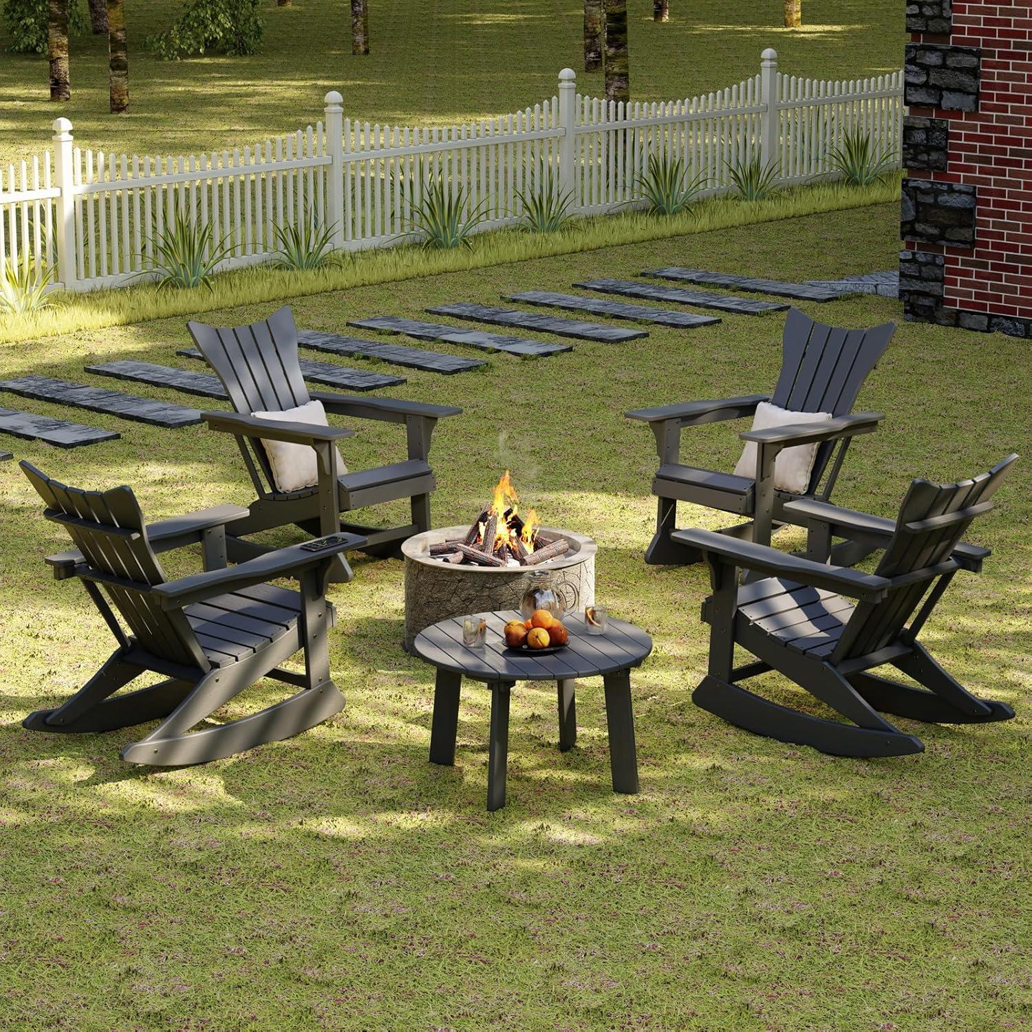 White Round Plastic Outdoor Adirondack Side Table