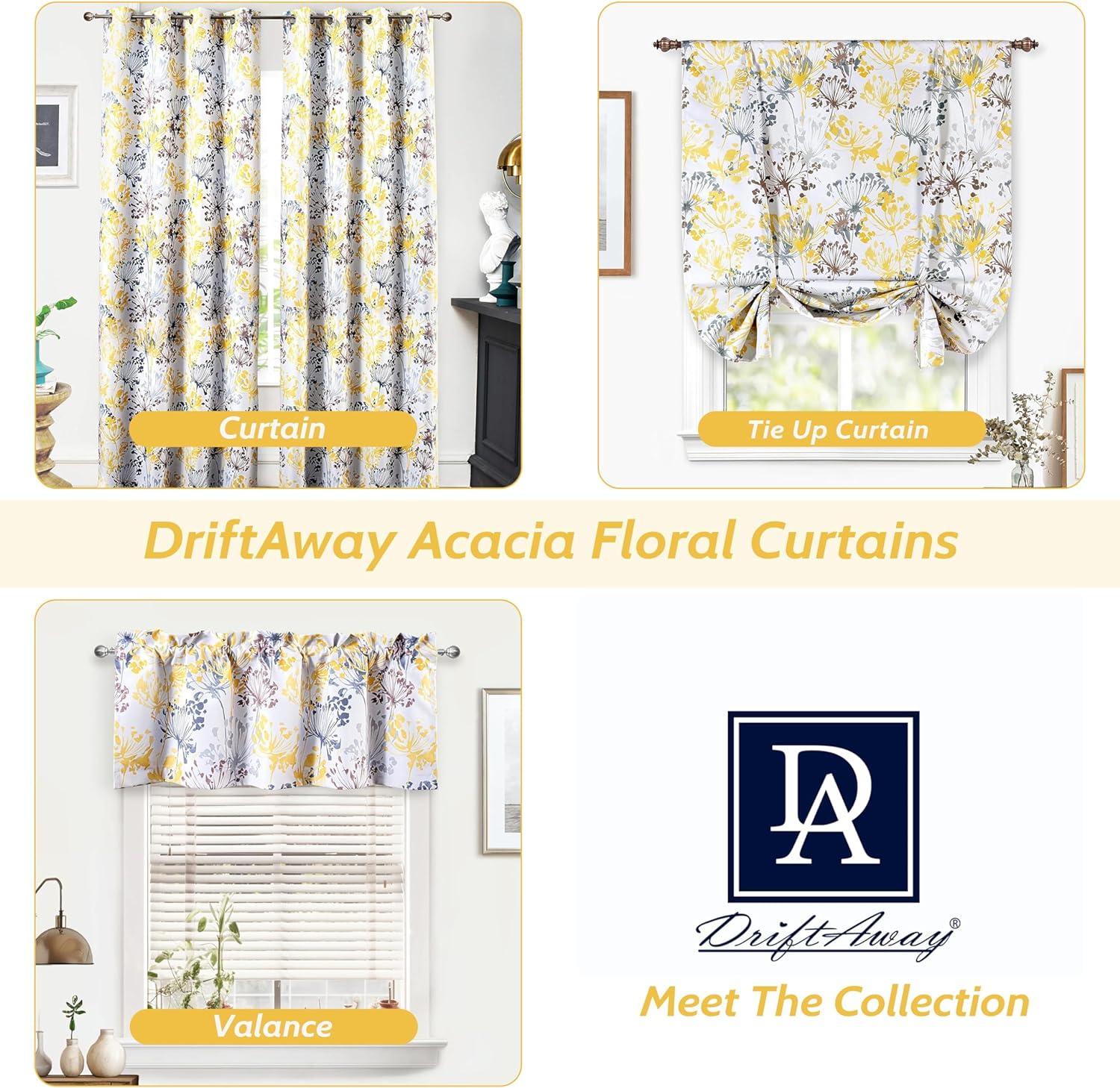 Acacia Floral Yellow and White Blackout Rod Pocket Valance