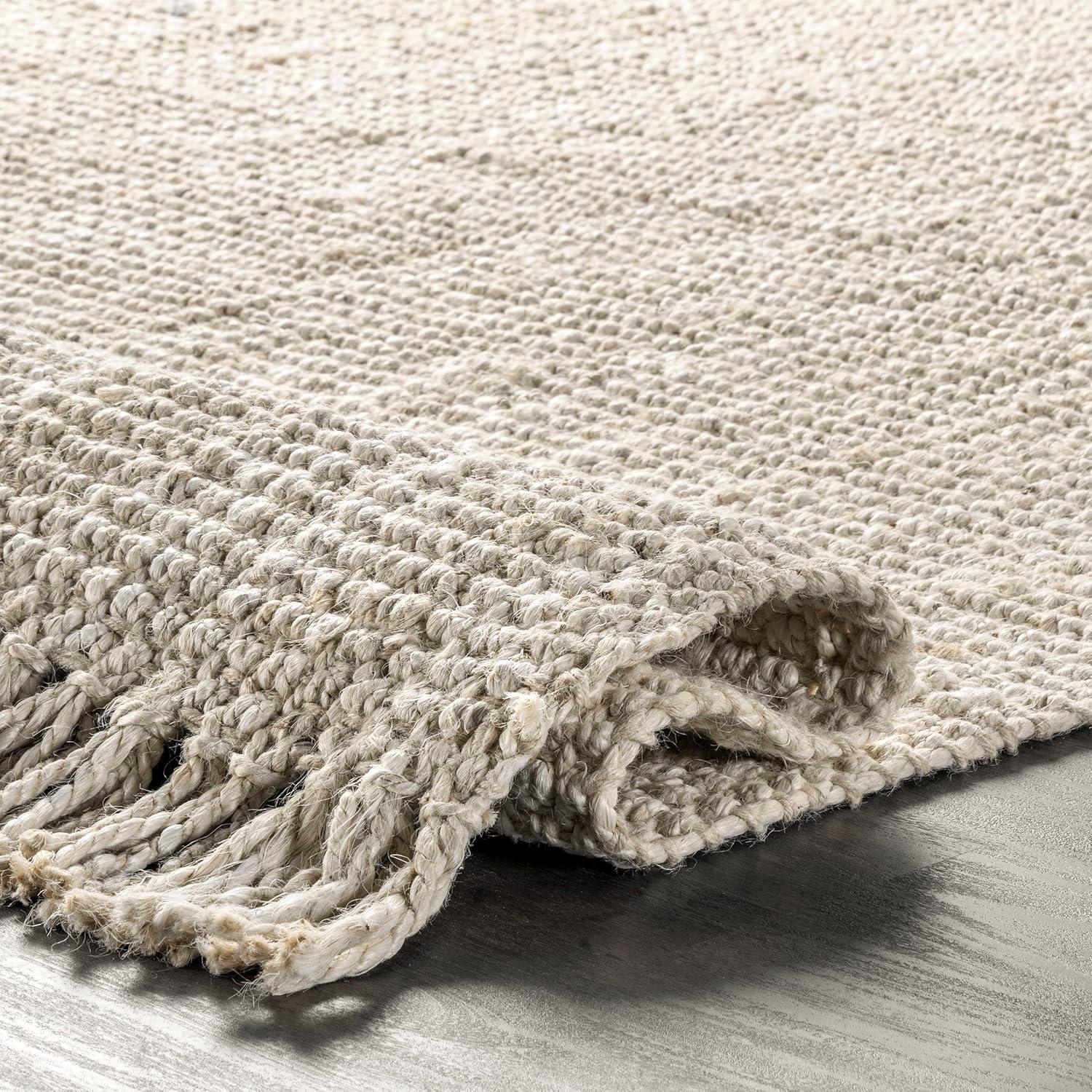 nuLOOM Daniela Chunky Jute Off-White 7' 6" x 9' 6" Farmhouse Area Rug