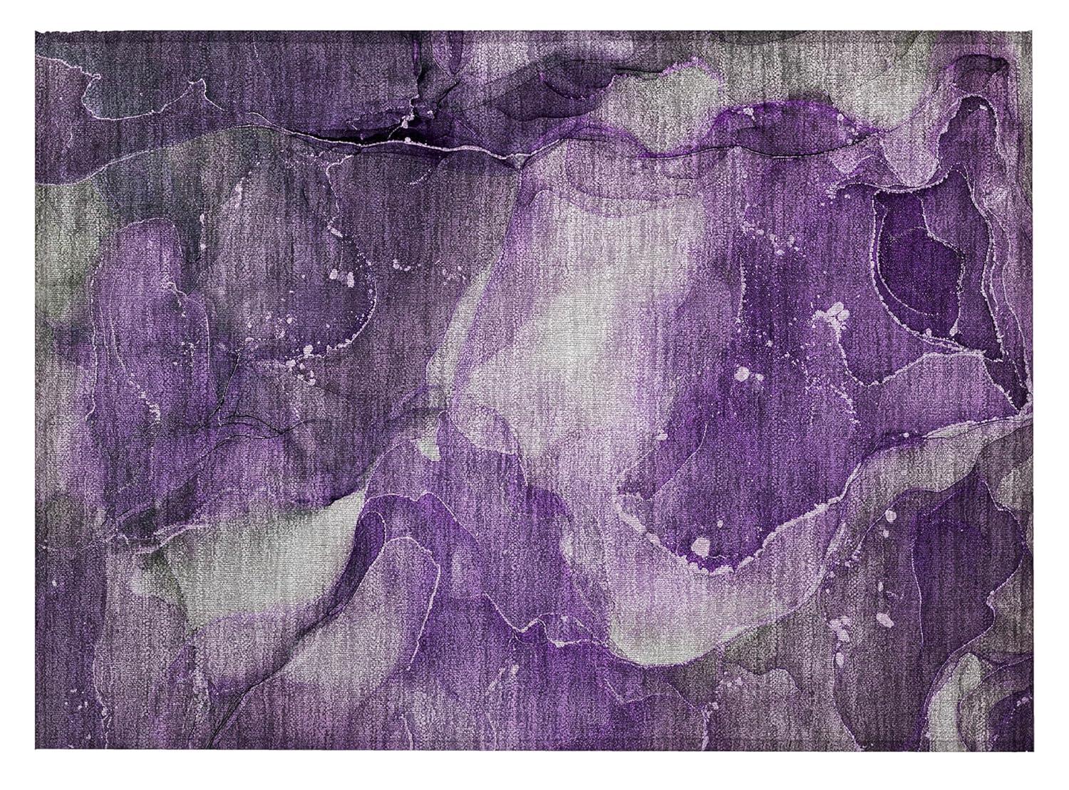 Addison Rugs Chantille Indoor/Outdoor Transitional Watercolors Purple Washable Rectangle Rug, 1'8" x 2'6"