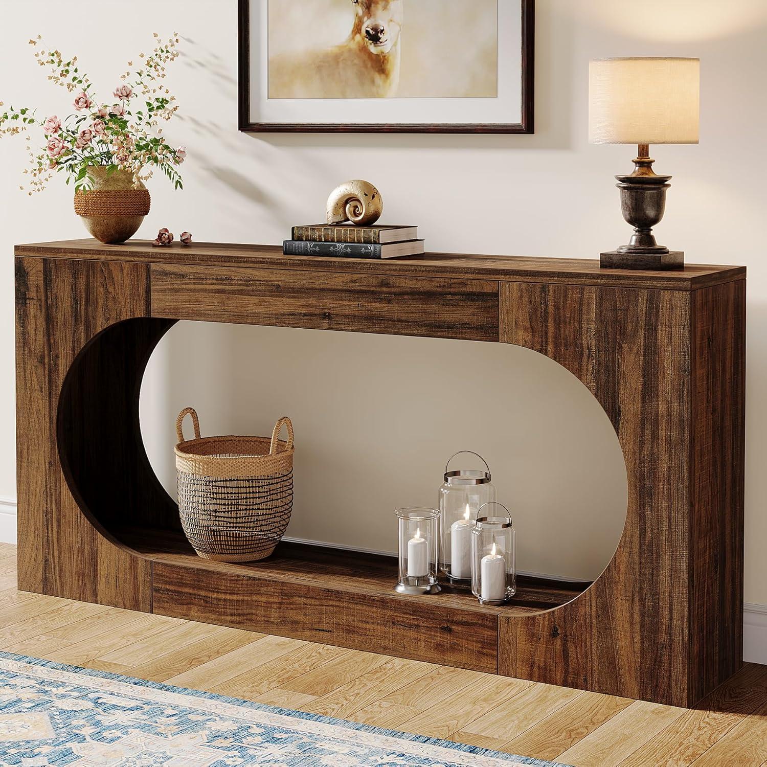 Millwood Pines 63-Inch Console Table,Narrow Sofa Table Behind Couch