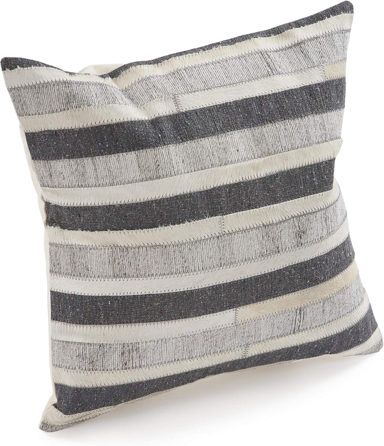 Ox Bay Contrast Faux Leather Hide Throw Pillow, Charcoal / Beige, 20" x 20", Count per Pack 1