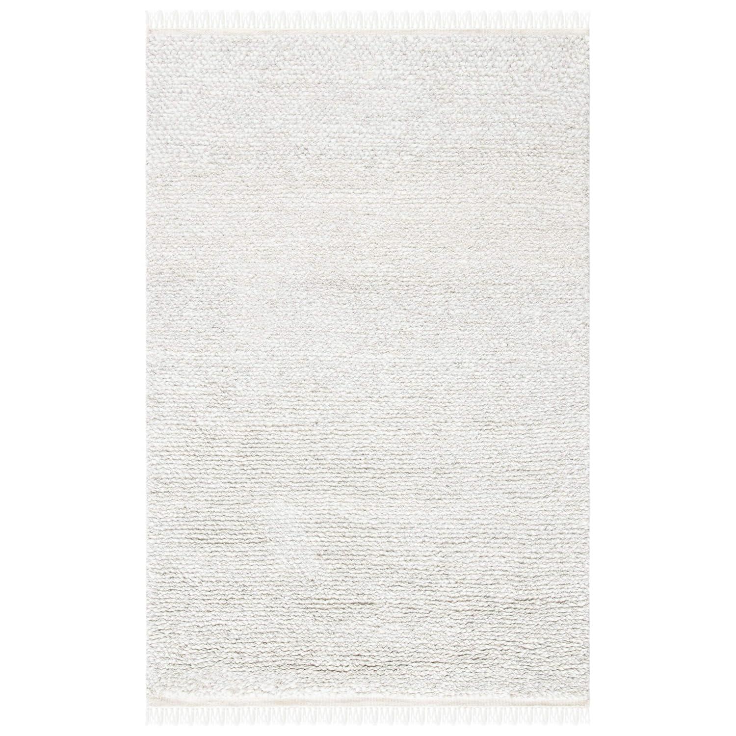 SAFAVIEH Casablanca Claud Solid Wool Shag Area Rug, Beige, 4' x 6'