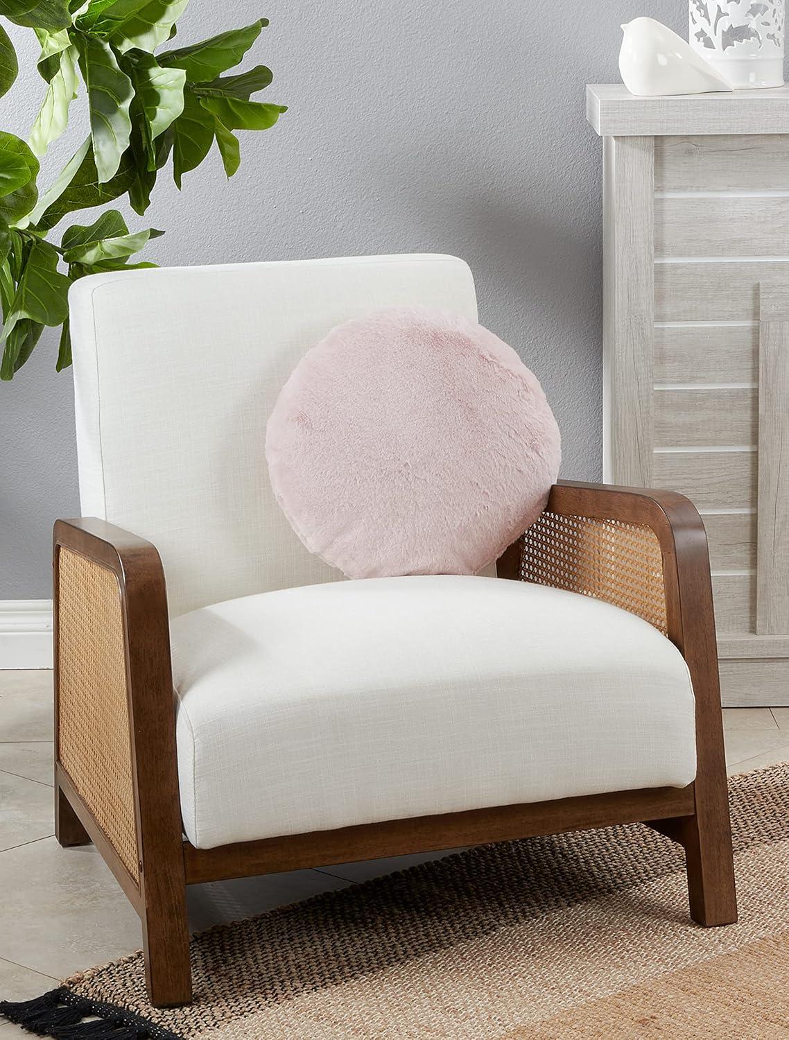 Saro Faux Rabbit Fur Collection Reversible Throw Pillow