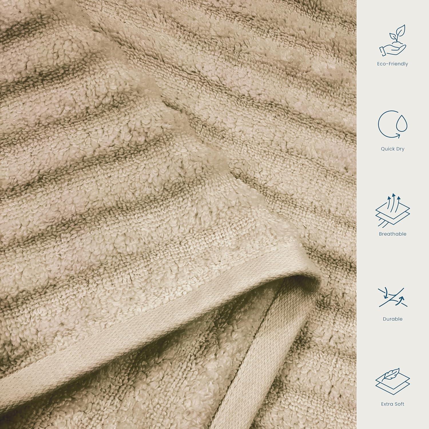 6pc Mason Low Twist Ribbed Towel Set Ivory - Blue Loom: 100% Cotton, Machine Washable, Heavyweight Bath Ensemble