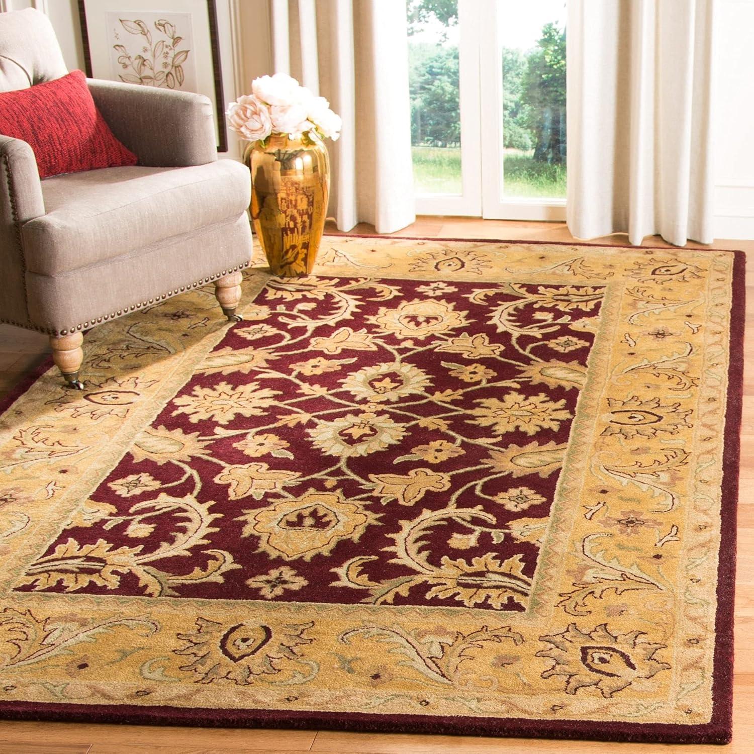 Classic CL244 Hand Tufted Area Rug - Black/Burgundy - 7'6"x9'6" - Safavieh.