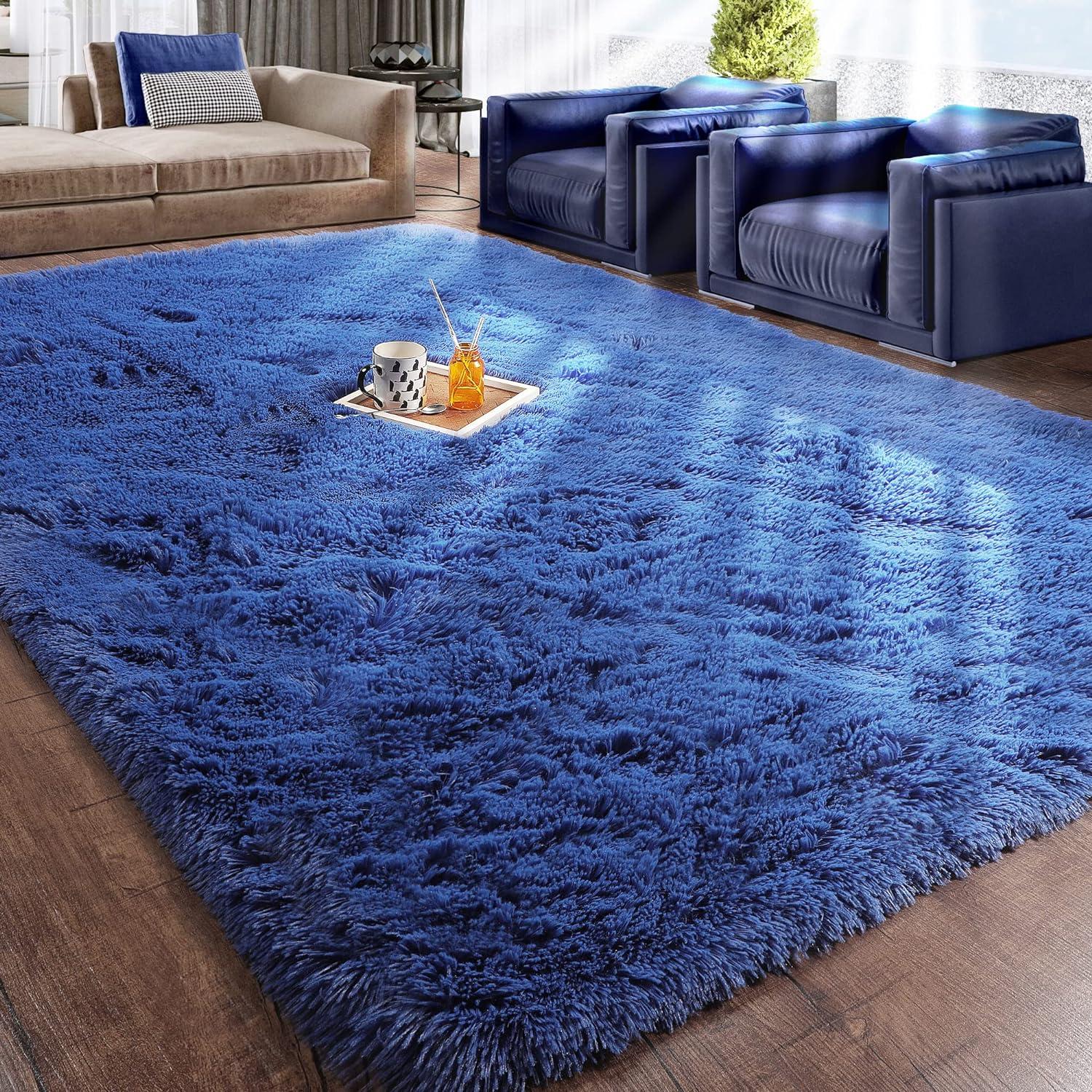 Bailu Fluffy Black Rug for Living Room,5x8 Area Rugs,Thick Plush Shag Rug,Shaggy Rugs for Bedroom,Big Fuzzy Carpet,Comfy Kids Rugs,Large Living Room Rugs,Living Room Decor