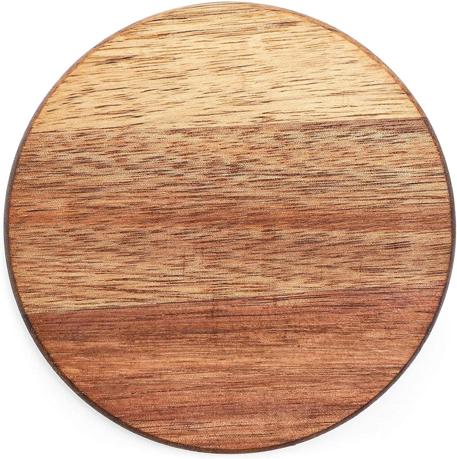 Juvale 8 Pack Acacia Wood Coasters for Coffee Table - Wooden Coasters for Drinks, Dining Table, Bar (4 In)