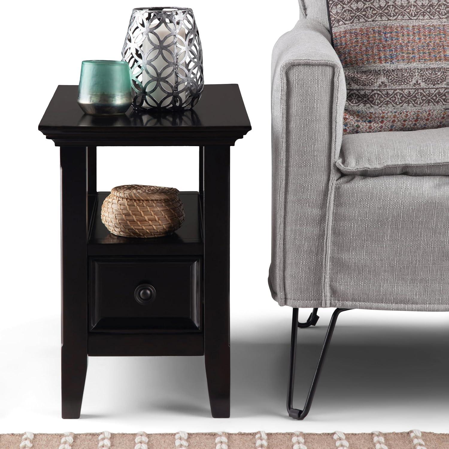 Simpli Home Amherst Side Table in Hickory Brown