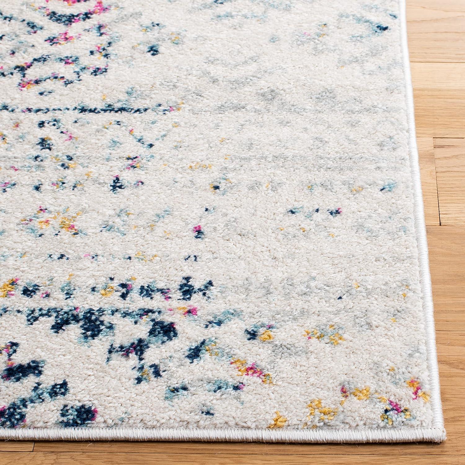 Tulum TUL272 Power Loomed Indoor Area Rug - Ivory/Blue - 5'x5' - Safavieh