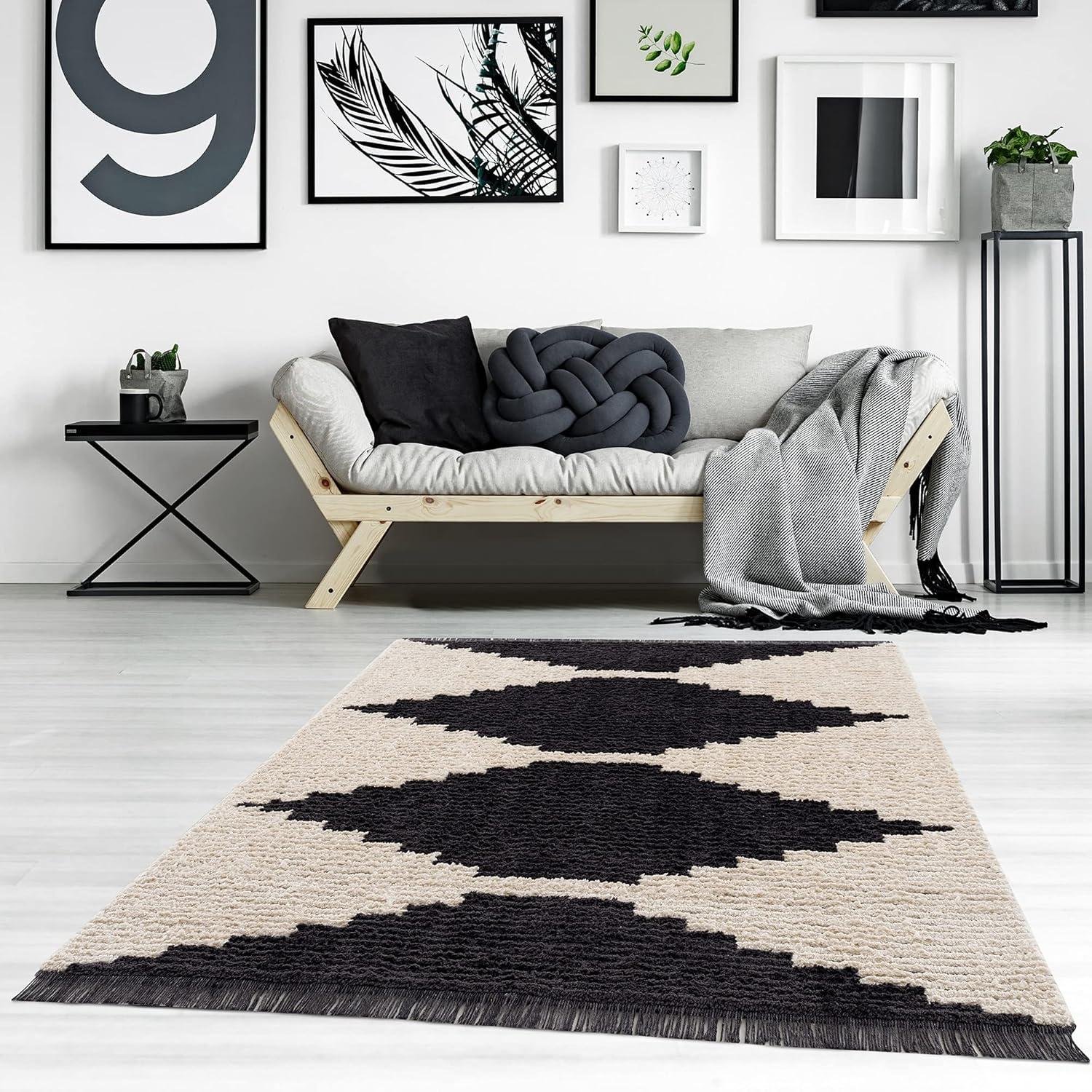 Amanda Black & Ivory Modern Area Rug