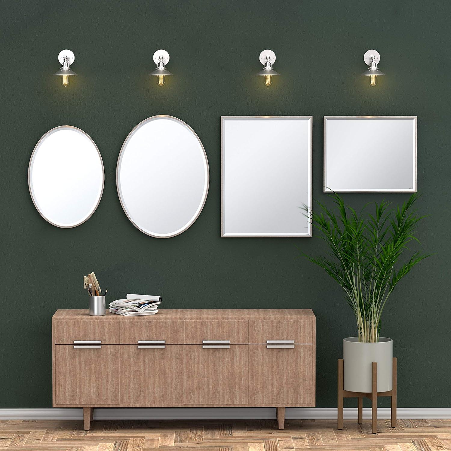 Flush Mount Framed Bathroom Vanity Mirror | Oval Framed Wall Mirror with Beveled Edge | Decorative Wall Mirror for Bathroom, Bedroom, Hallway, Entryway