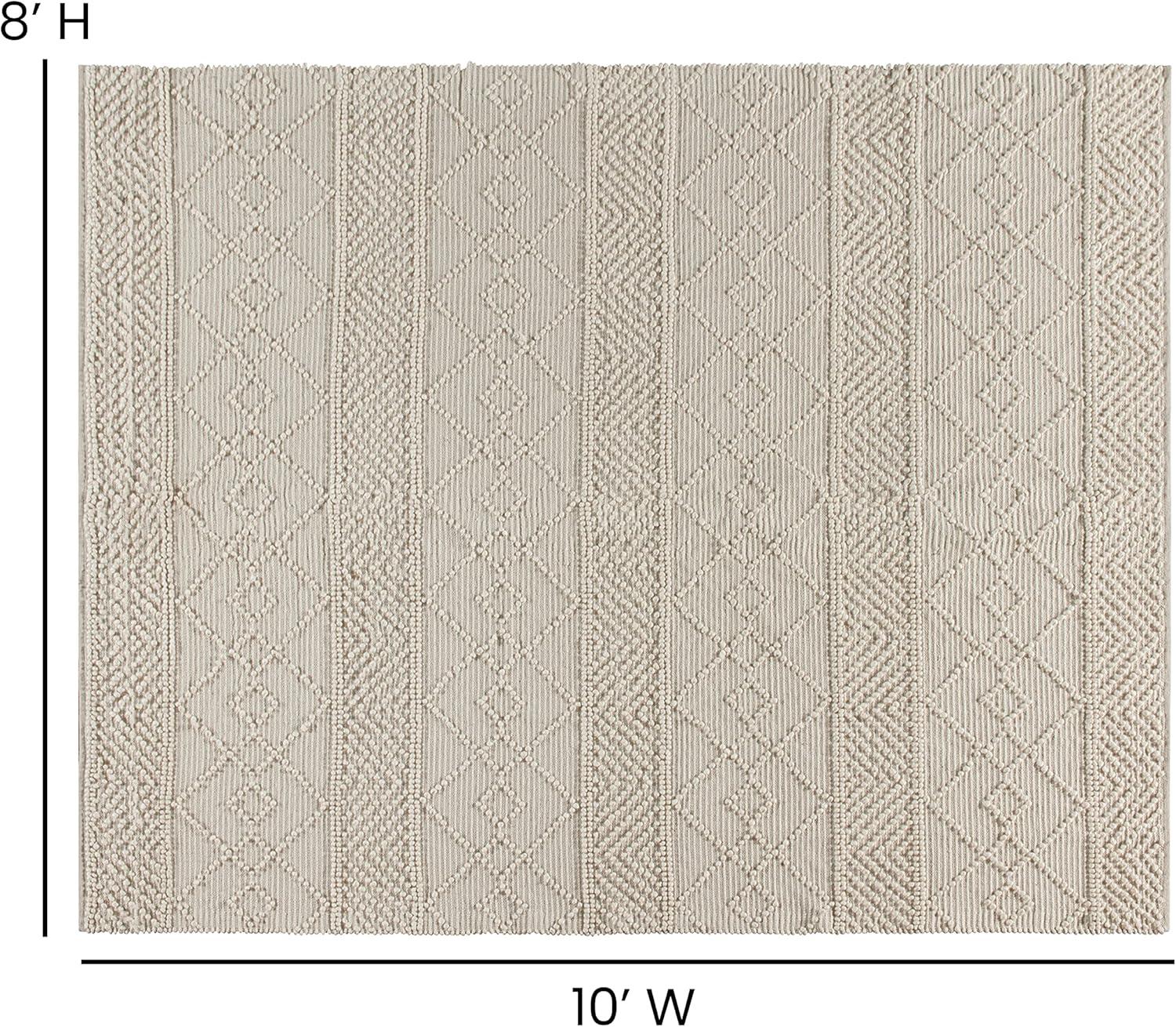 Flash Furniture Melissa Handwoven Area Rug - Ivory - 8' x 10' - Triple Blend Cotton/Wool/Polyester Threads - Geometric Design