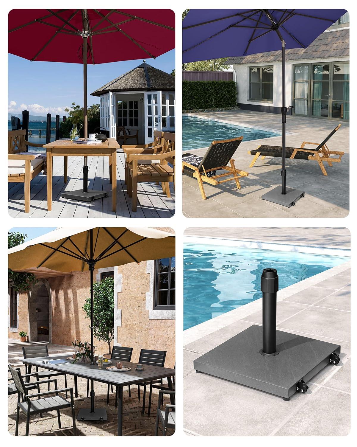 45lbs Patio Umbrella Base - Heavy Duty Outdoor Patio Market Umbrella Stand for Deck, Poolside, Balcony, Wind-Resistant Design, Grey