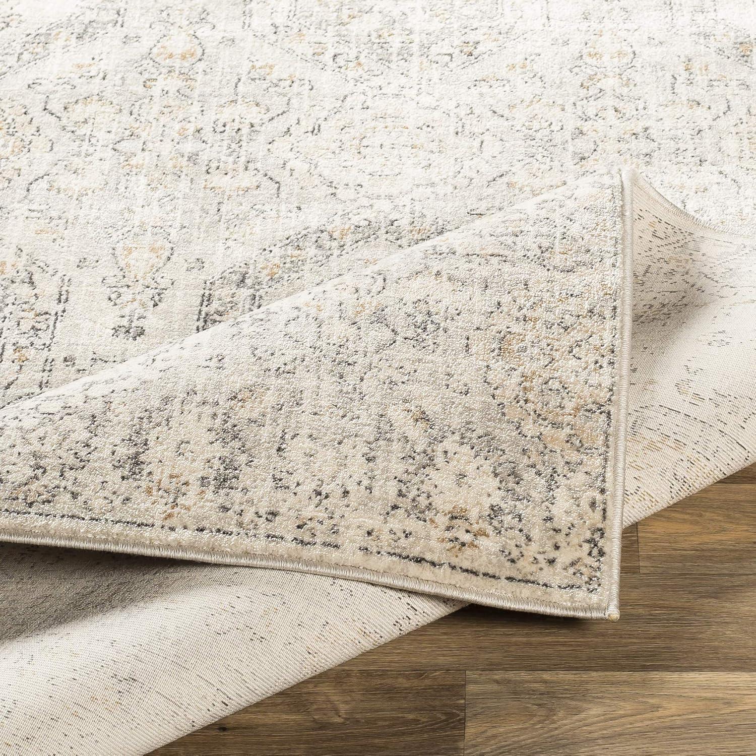 Elegance Beige Rectangular Synthetic Easy-Care Area Rug