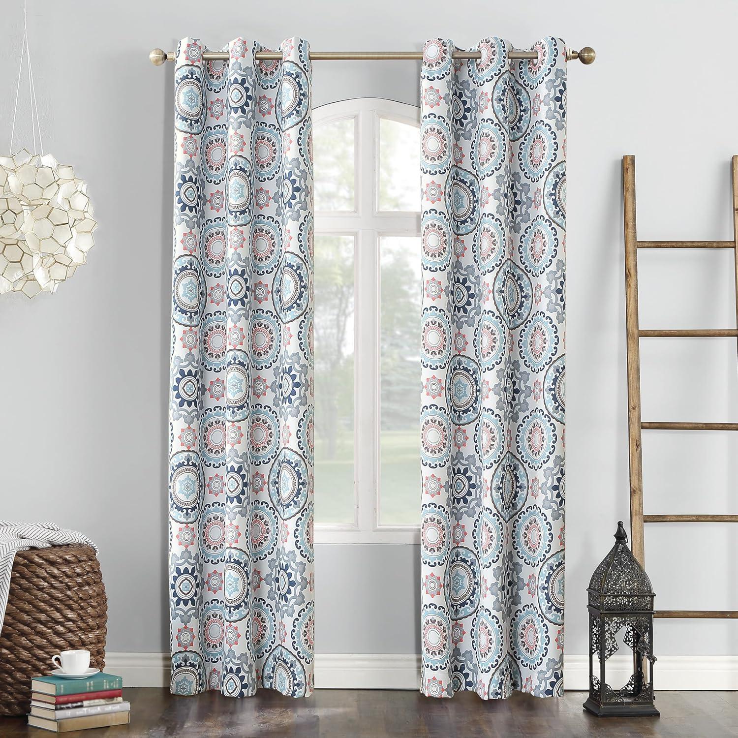 Sun Zero Sun Zero Nepal Global Medallion Print Blackout Grommet Curtain Panel