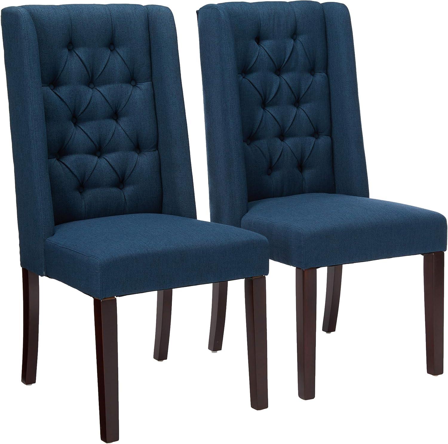 Christopher Knight Home Set of 2 Blythe Tufted Dining Chairs Navy Blue: Polyester Upholstery, Hardwood Frame
