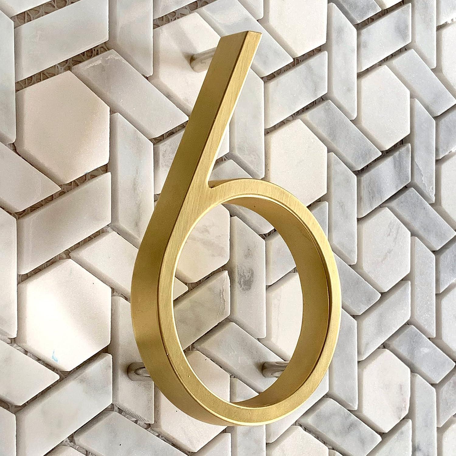 HASWARE House Number 3 inch (7.5 cm) Self Adhesive Letters Apartment Door Numbers Street Address Plaque Home Stylish Decor, Acrylic(7, Golden)