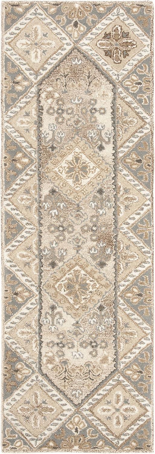 Wyndham WYD379 Hand Tufted Runner Rug - Ivory/Grey - 2'3"x7' - Safavieh.