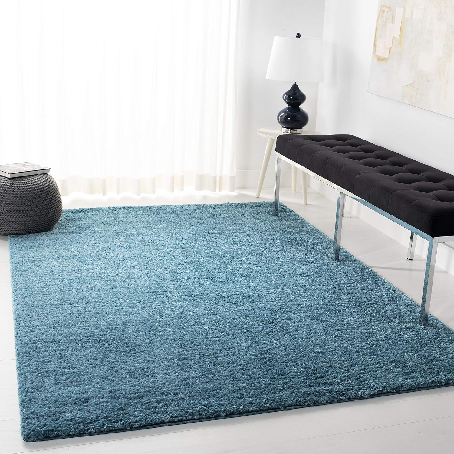 August Shag 900 AUG900 Power Loomed Indoor Area Rug - Turquoise - 6'7"x6'7" - Safavieh