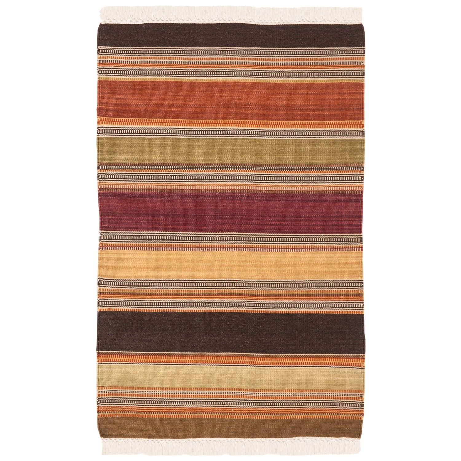 Striped Kilim STK315 Hand Woven Indoor Area Rug - Gold - 9'x12' - Safavieh