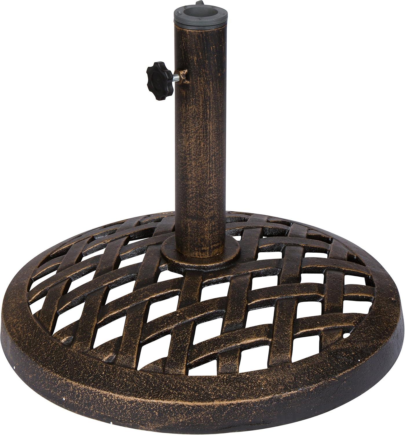 Trademark Innovations Cast Iron Round Umbrella Base, 17.7 inch Diameter, Bronze