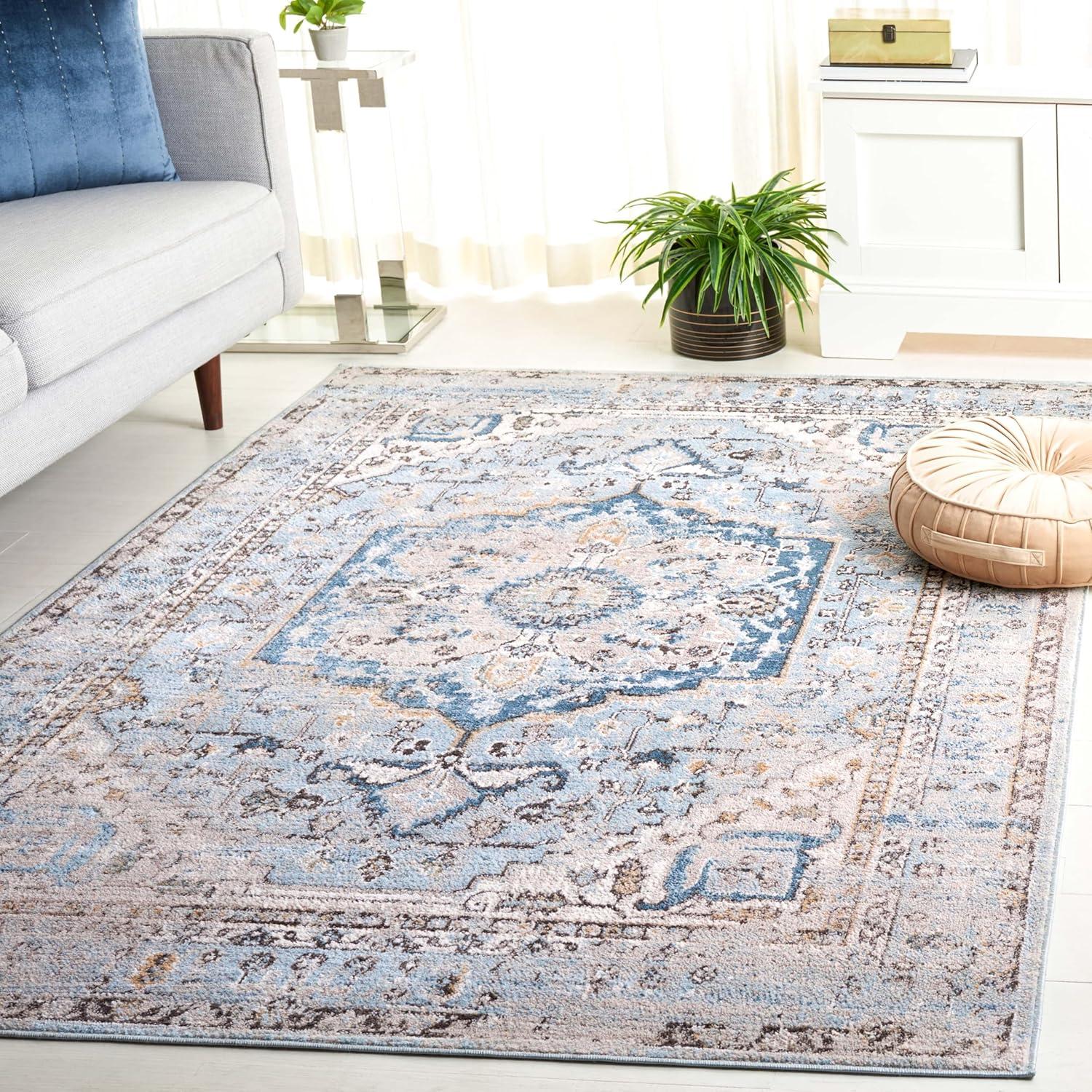 Isabella ISA936 Power Loomed Area Rug - Light Blue/Cream - 8'x10' - Safavieh