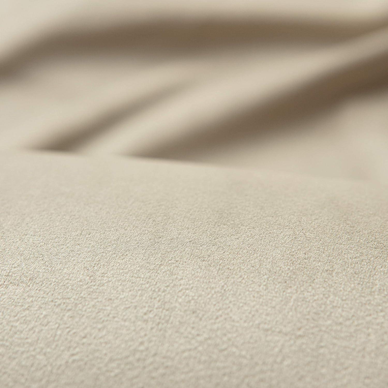 Chanasya 2pk Solid Velvet Room Darkening Blackout Privacy Window Curtain Panels - Set of 2 - 52 x 63 Inches Long - Beige