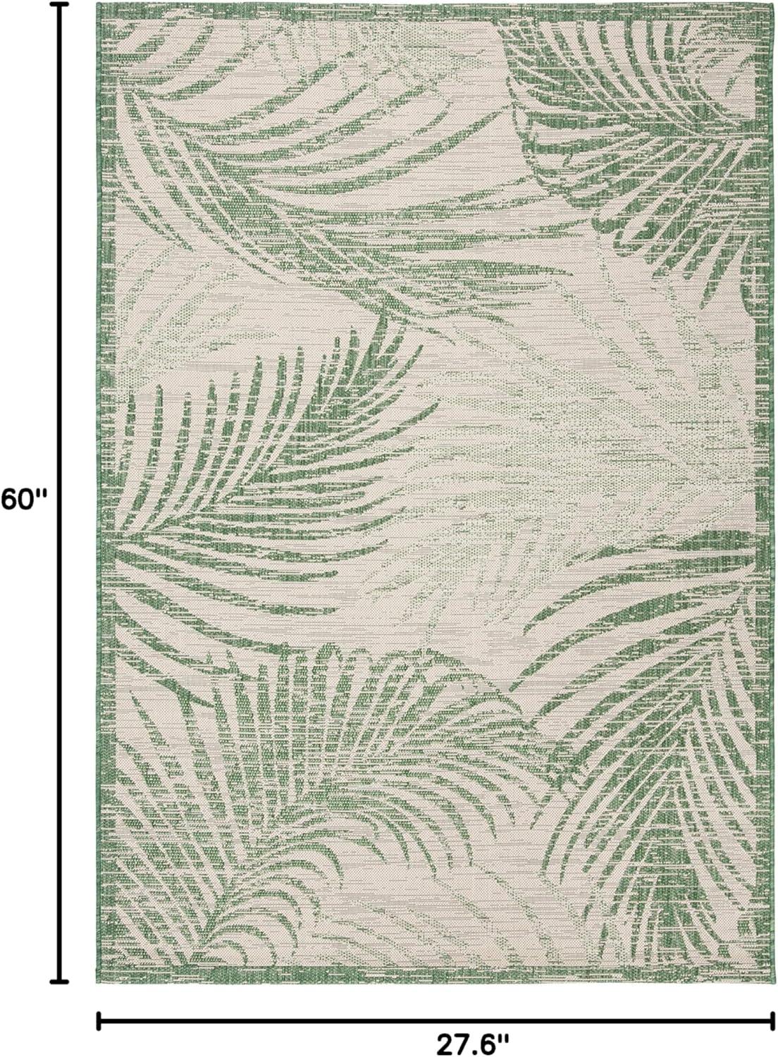 SAFAVIEH Courtyard Padic Botanical Indoor/Outdoor Area Rug, Beige/Green, 10' x 14'