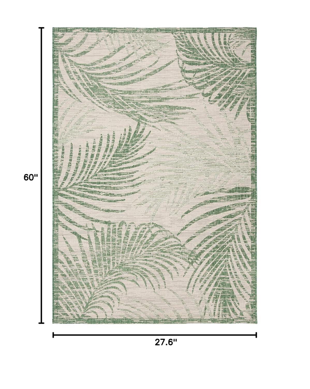 SAFAVIEH Courtyard Padic Botanical Indoor/Outdoor Area Rug, Beige/Green, 10' x 14'