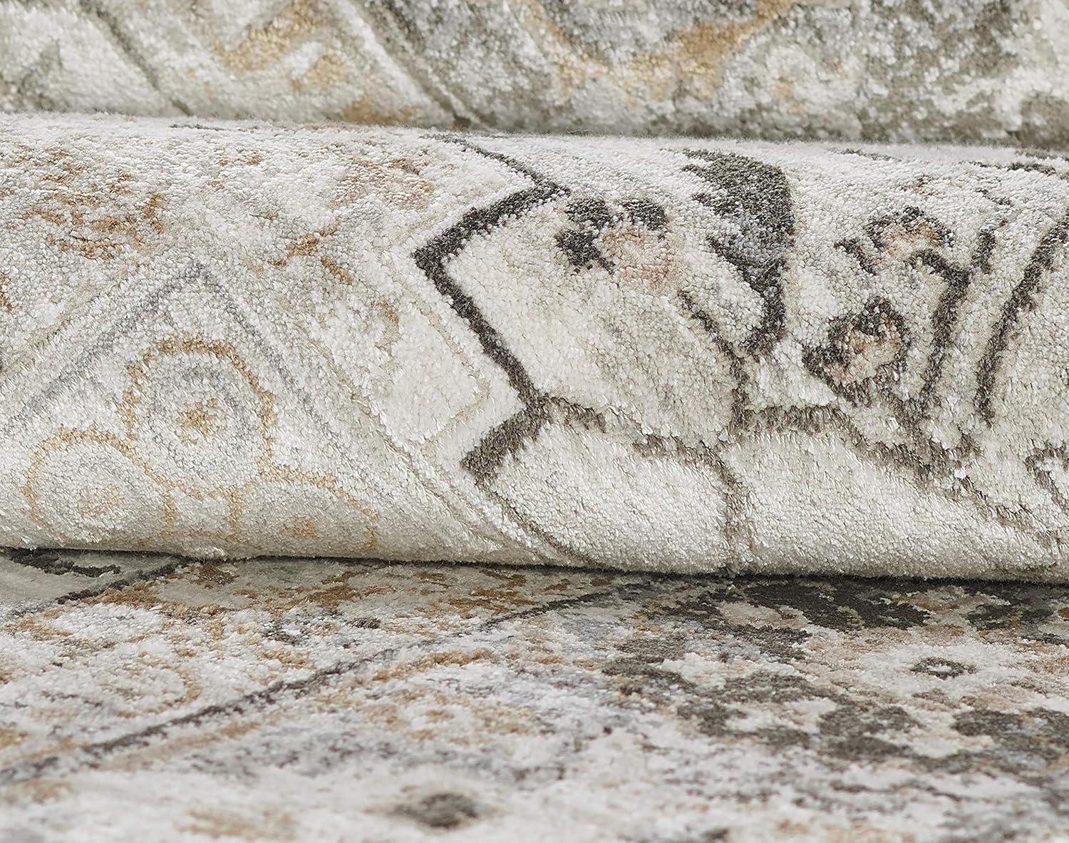 Taupe Rectangular Cotton Viscose Area Rug 47" x 65"