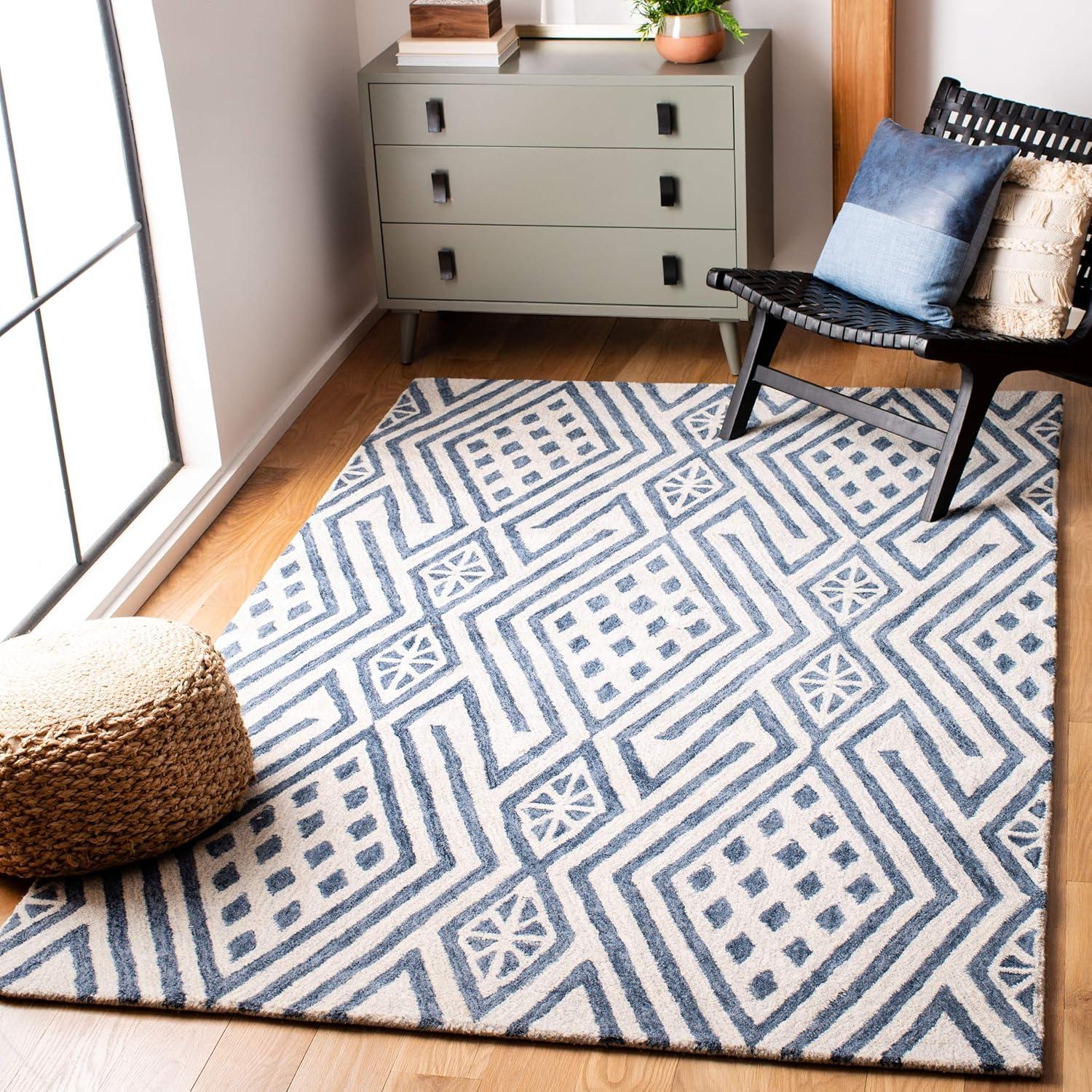 Micro-Loop MLP611 Hand Tufted Area Rug - Blue/Ivory - 8'x10' - Safavieh.