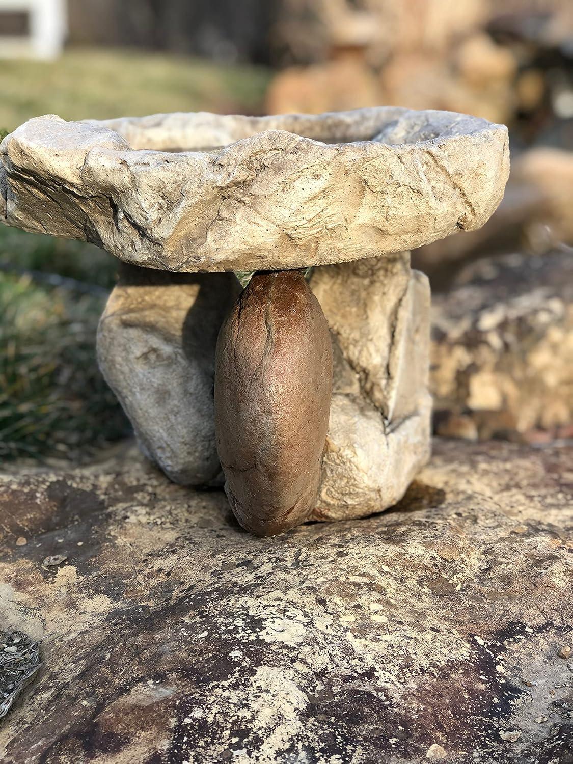 BIRD BATH Balancing Rock Bird Bath Bowl