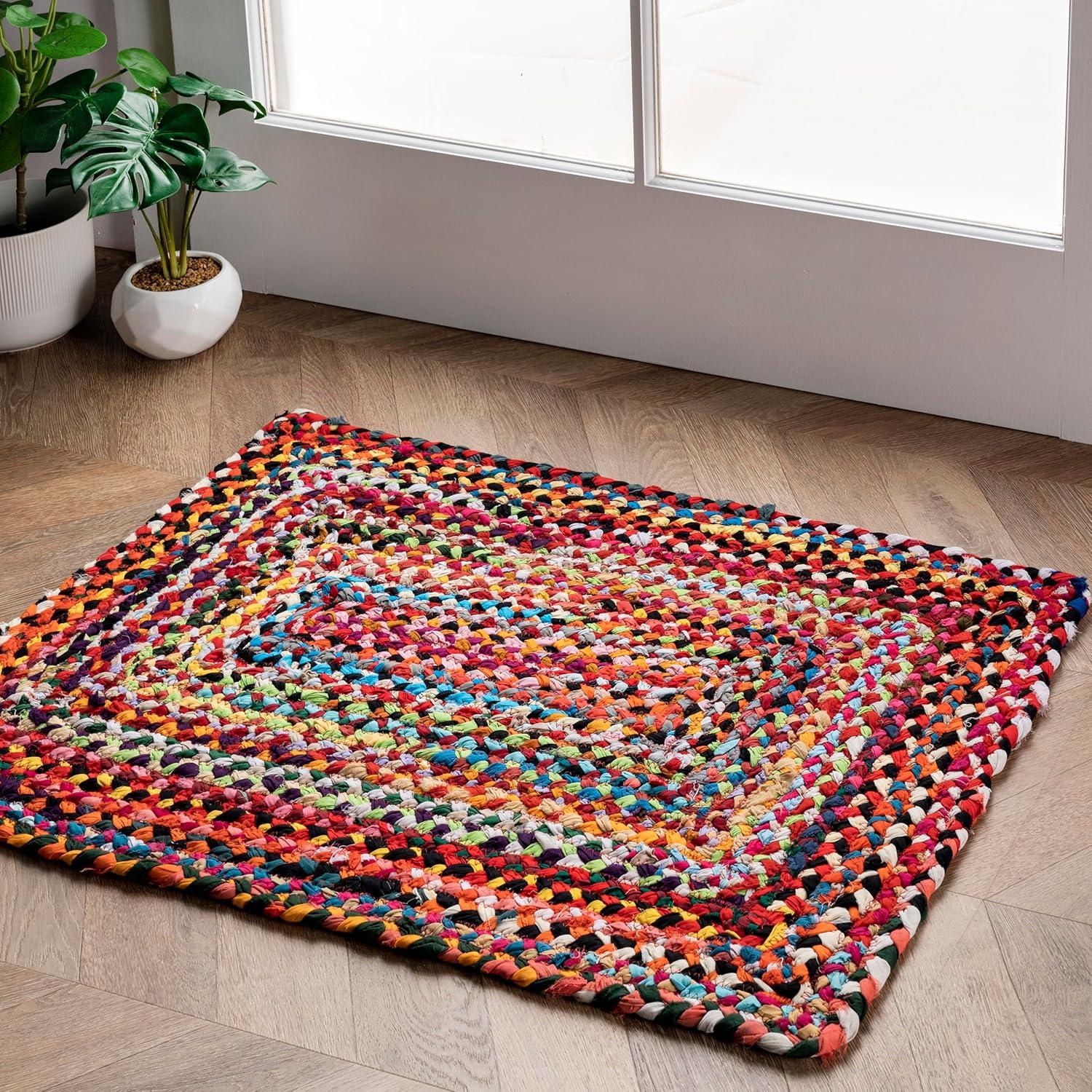 Nuloom Tammara Bohemian Hand Braided Indoor Area Rug, Square 5', Multi