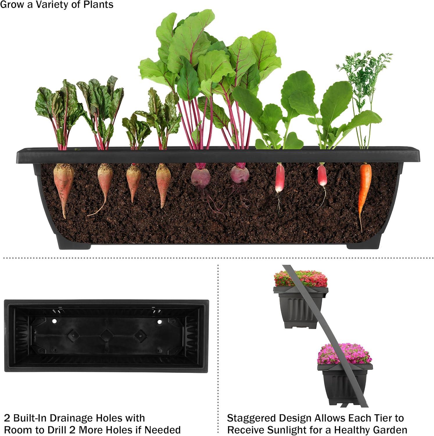 Black 4-Tier Vertical Outdoor Garden Planter