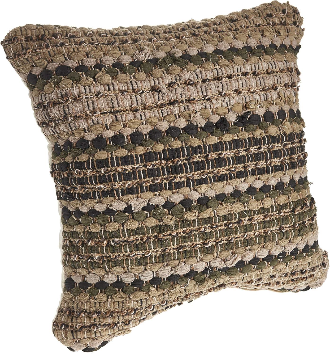 Ox Bay Drew 18" x 18" Beige/Brown Striped Cotton Blend Adult Decorative Throw Pillow Cover